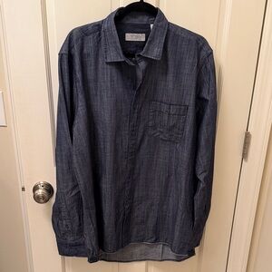 Men's Denim Blue Button-Down Shirt